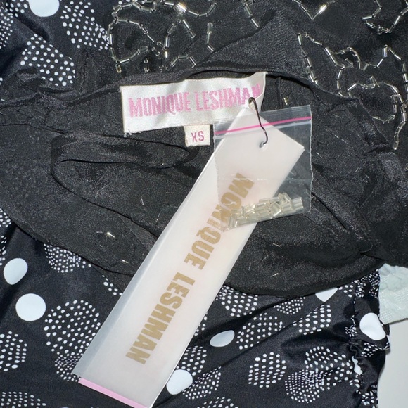 MONIQUE LESHMAN black beaded racer back coverup tunic mini dress XS - Picture 6 of 6